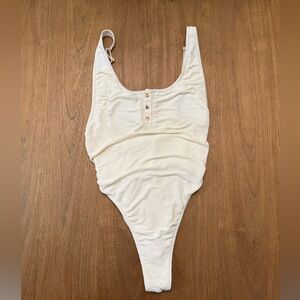 Frankie's Bikinis Cream Ribbed One Piece